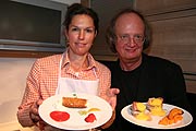 Nur ganz knapp auf dem Dritten Platz: Dr. Florian Moeser-Jantke und Marion Heubach präsentierten ein "Warmes Vitello Tonnato mit Süßkartoffel-Spaghetti" sowie ein als Dessert besonders begeisternde "Süße Cannelloni auf karibische Art" (Foto: Martin Schmitz)